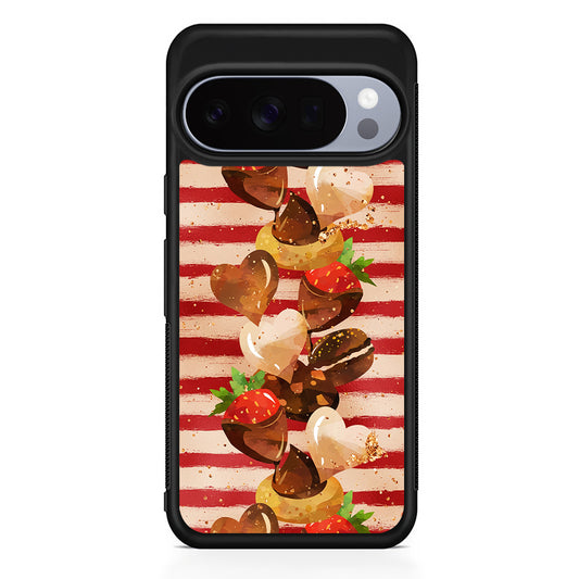 Strawberry in Chocolate and Cookie Google Pixel 10 Pro Case | Slim Google Pixel 10 Pro Rubber Case