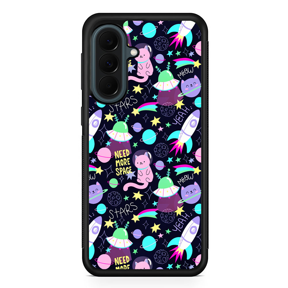Astronauts Rockets Cat Samsung Galaxy A37 Case | Samsung Galaxy A37 Rubber Phone Case