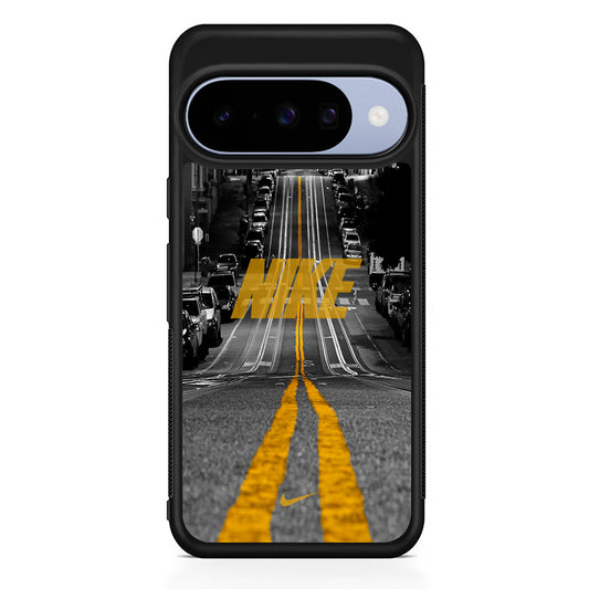 Nike Night Yellow Flames Google Pixel 10 Case | Google Pixel 10 Rubber Protective Case