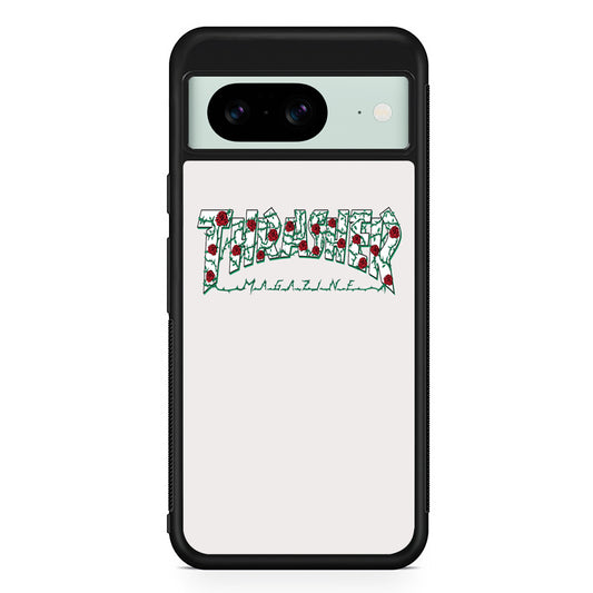 Thrasher White Milk Rose Floral Google Pixel 8 Case | Slim Rubber Case for Google Pixel 8