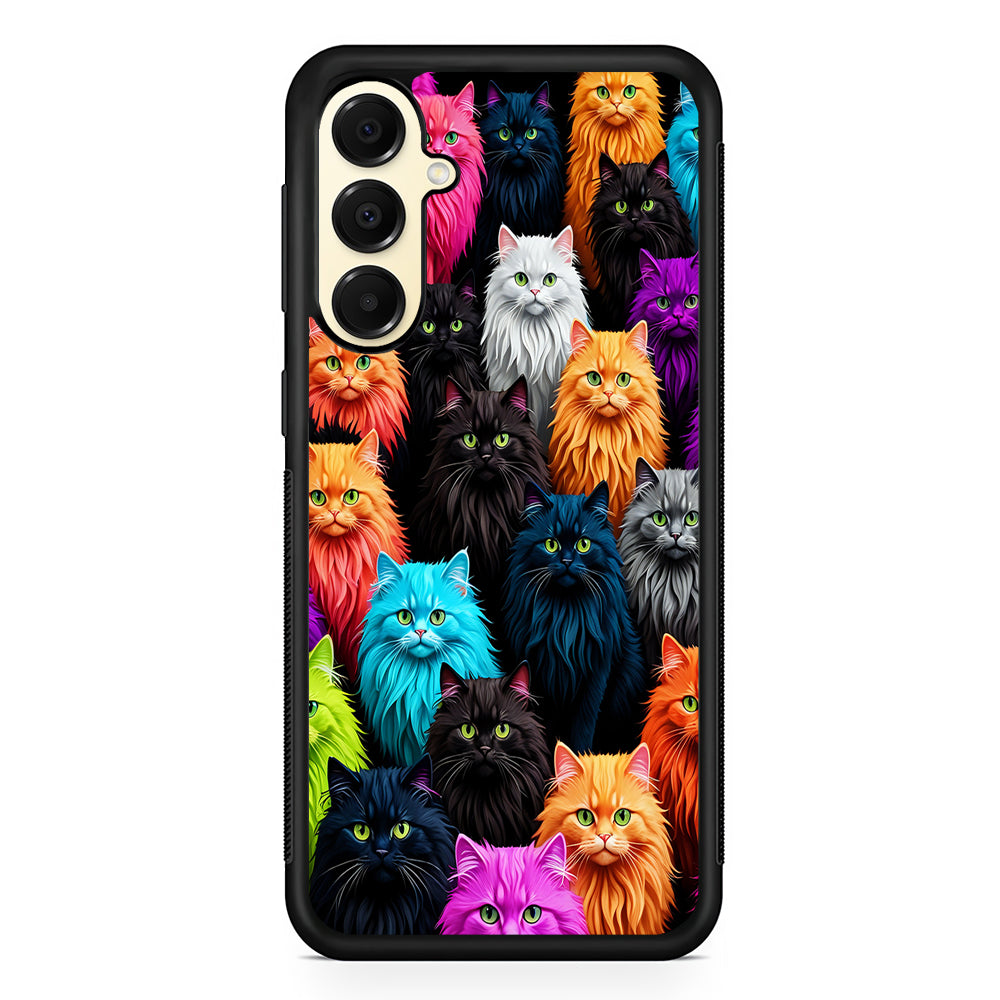 A Group of Colorful Cats Samsung Galaxy A16 Case | Slim Rubber Samsung Galaxy A16 Case