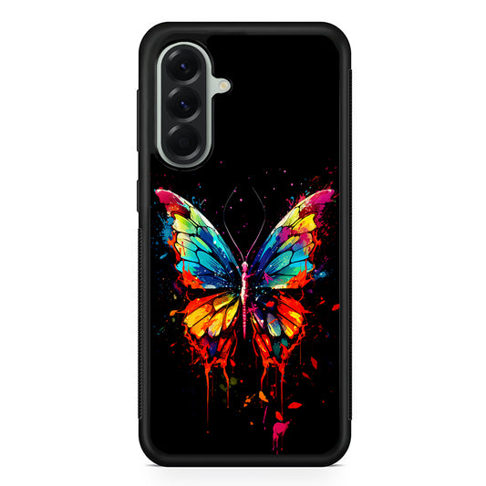 Colorful Butterfly Painting on Black Samsung Galaxy A56 Case | Samsung Galaxy A56 Protective Rubber Case