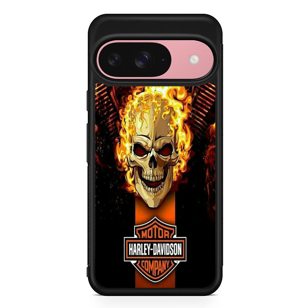 Harley Davidson Skull Fire Google Pixel 9 Case | Durable Google Pixel 9 Cover