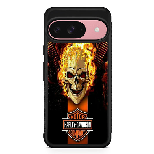 Harley Davidson Skull Fire Google Pixel 9 Case | Durable Google Pixel 9 Cover