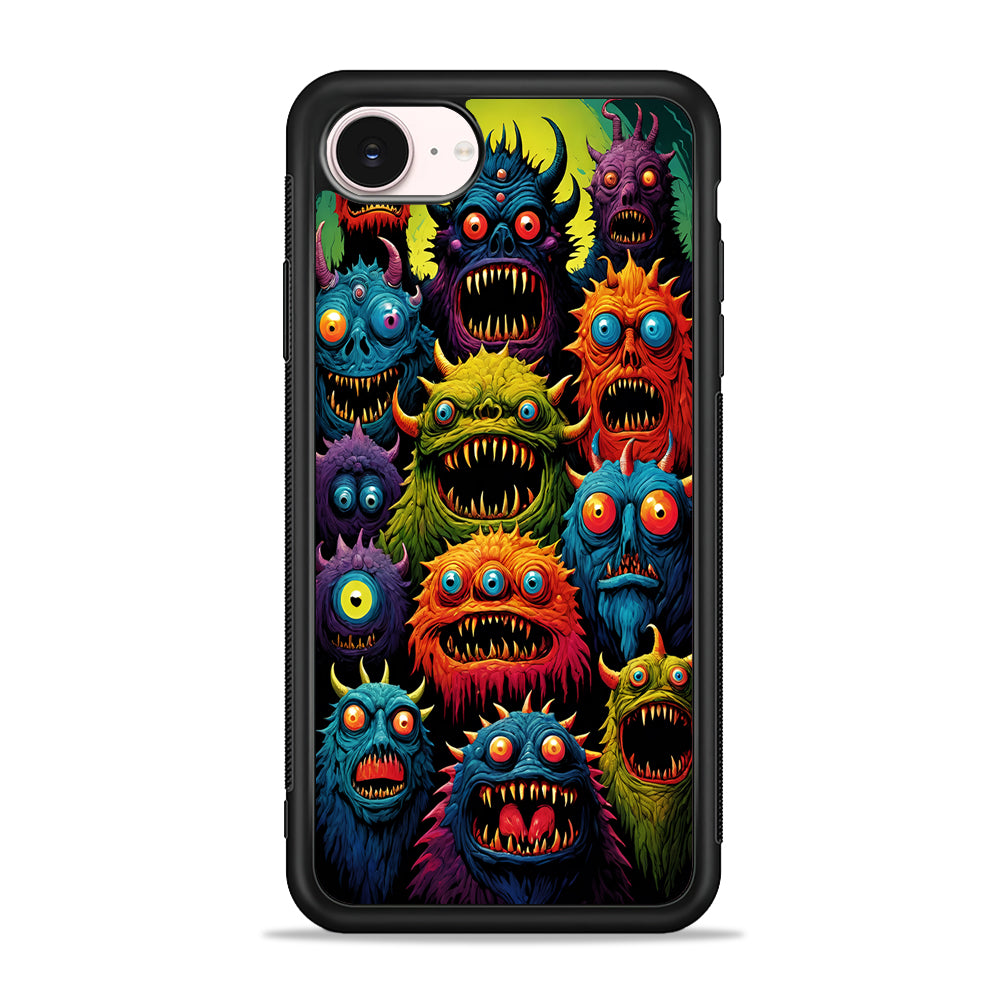 Colorful Scary Monster Doodle iPhone 17e Case - Silicone Case