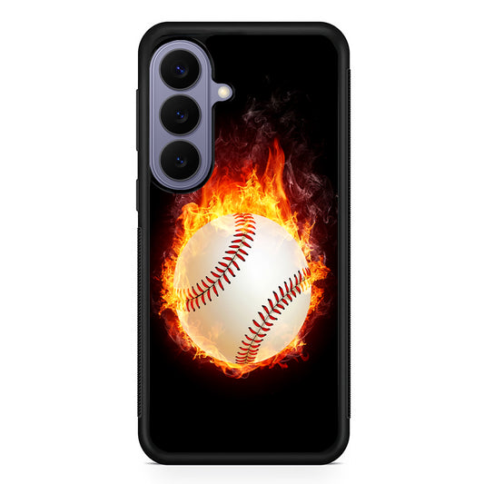 Baseball Ball on Fire Samsung Galaxy S26 Case | Durable Rubber Case for Samsung Galaxy S26
