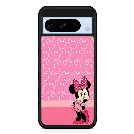 Minnie Mouse Pink Background Google Pixel 8 Pro Case | Slim Rubber Case for Google Pixel 8 Pro