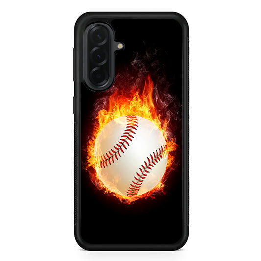 Baseball Ball on Fire Samsung Galaxy A36 Case | Protective Rubber Cover