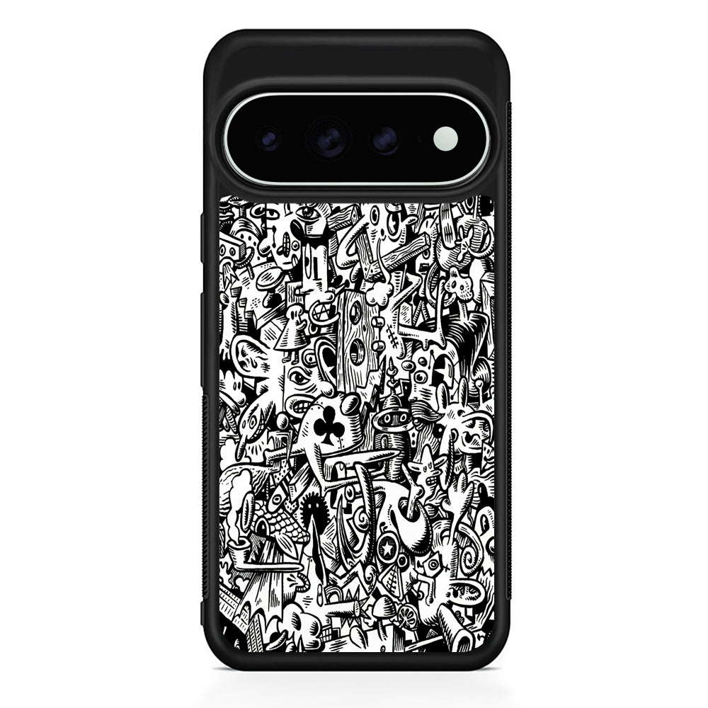 Graffiti Doodle Monokrom Google Pixel 11 Pro XL Case - Custom Design Protective Case