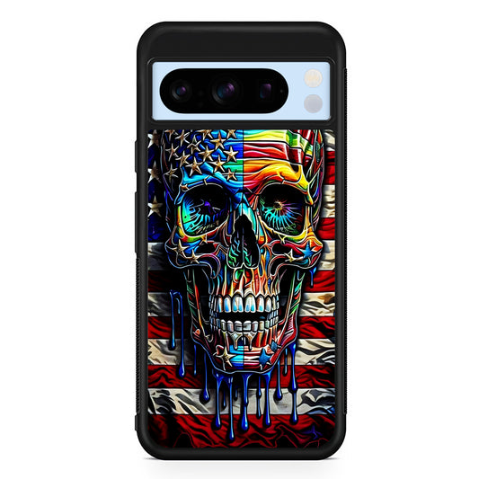 American Flag with Face Skulls Google Pixel 8 Pro Case | Slim Rubber Case for Google Pixel 8 Pro