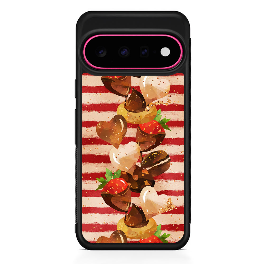 Strawberry in Chocolate and Cookie Google Pixel 11 Case | Slim Shockproof Cover