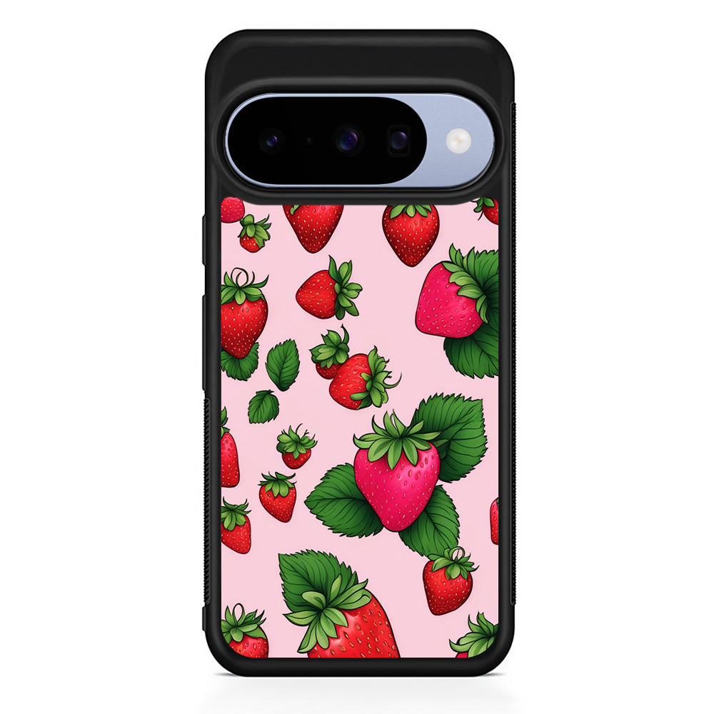 Strawberry Summer Fruit Google Pixel 10 Case | Google Pixel 10 Rubber Protective Case