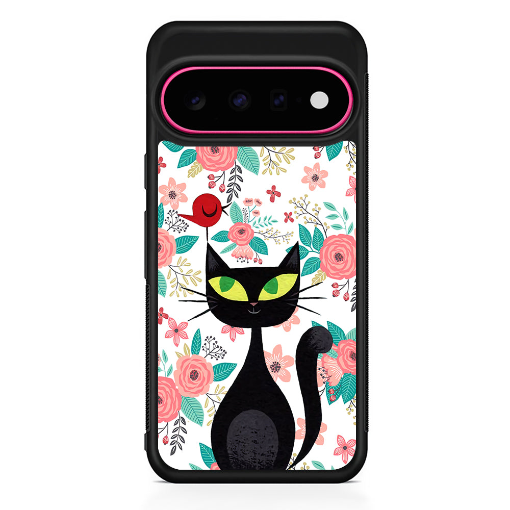 Cat Flower and Bird Google Pixel 11 Case | Slim Shockproof Cover