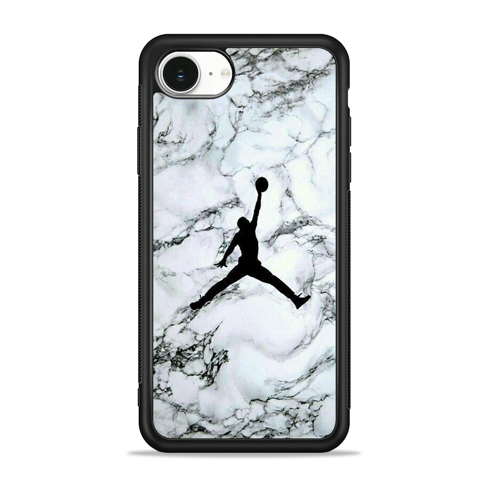 Jordan White Marble Logo iPhone 16e Case - Slim Silicone Case