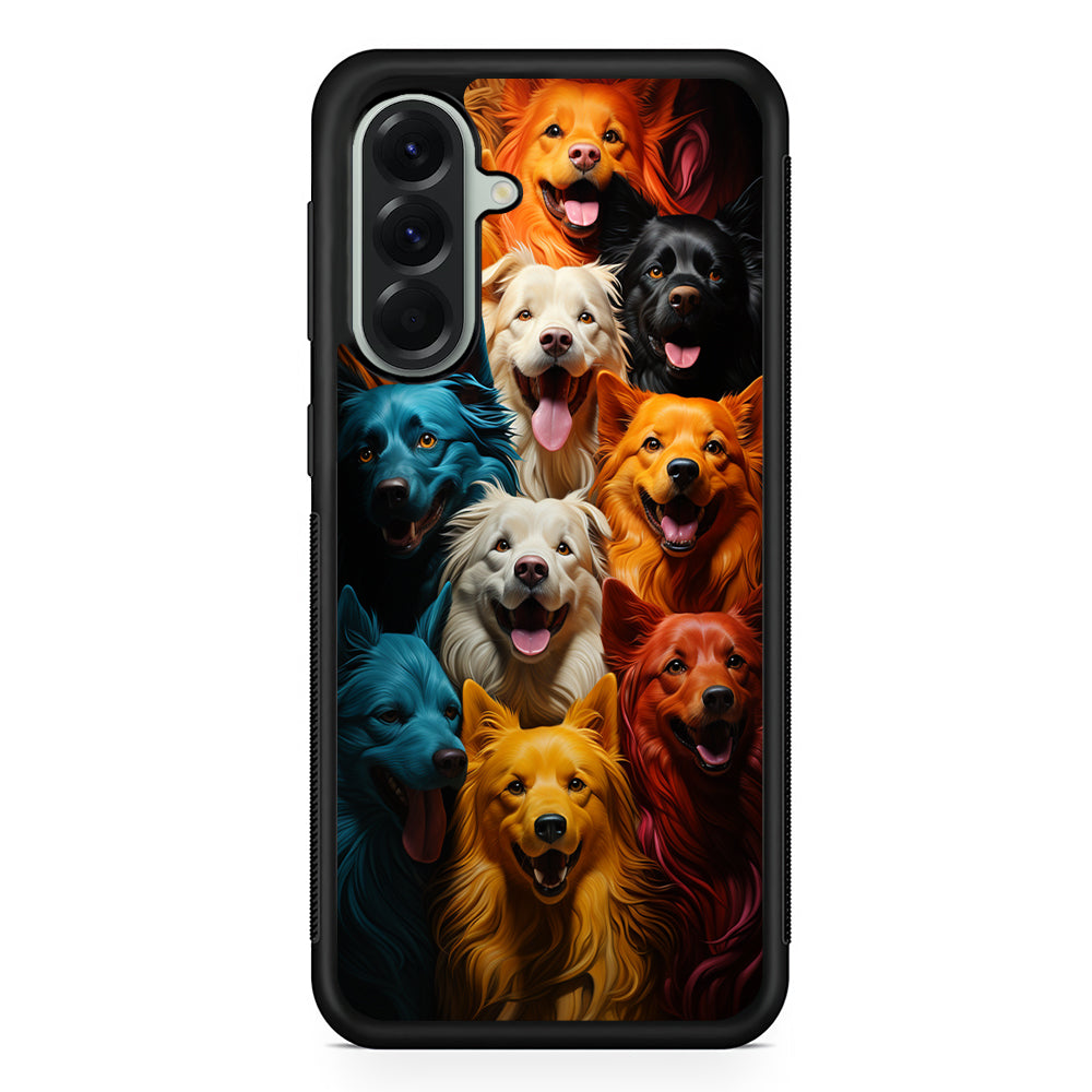 Collection of Colorful Dogs Samsung Galaxy A56 Case | Samsung Galaxy A56 Protective Rubber Case