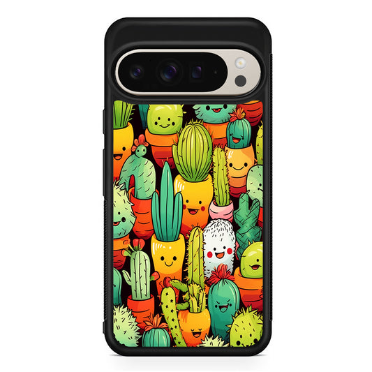 Cactus Cartoon in Pots Google Pixel 9 Pro Case | Slim Protective Cover