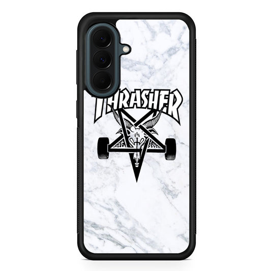 Thrasher x Pentagram White Marble Samsung Galaxy A37 Case | Samsung Galaxy A37 Rubber Phone Case