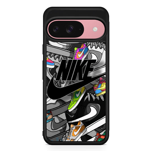 Nike Collection Shoes Black Logo Google Pixel 9 Case | Durable Google Pixel 9 Cover