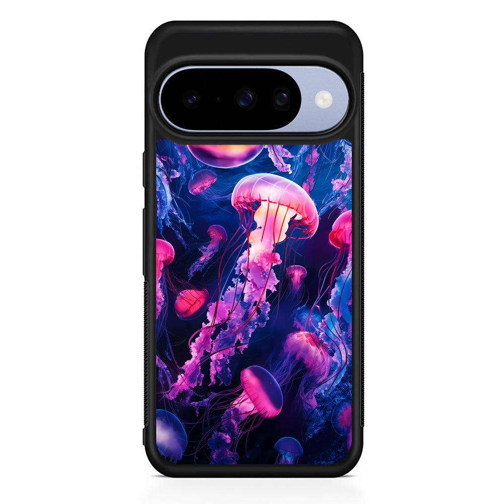 Jellyfish Drifting in The Ocean Google Pixel 10 Case | Google Pixel 10 Rubber Protective Case