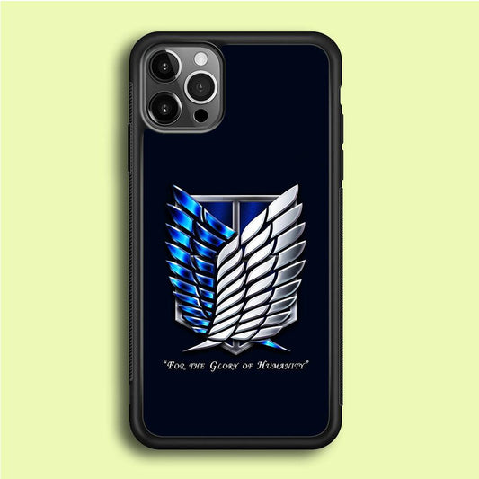 AOT The Survey Corps Blue iPhone 12 Pro Case-Rubber / Black (2D Case)-Xtracase