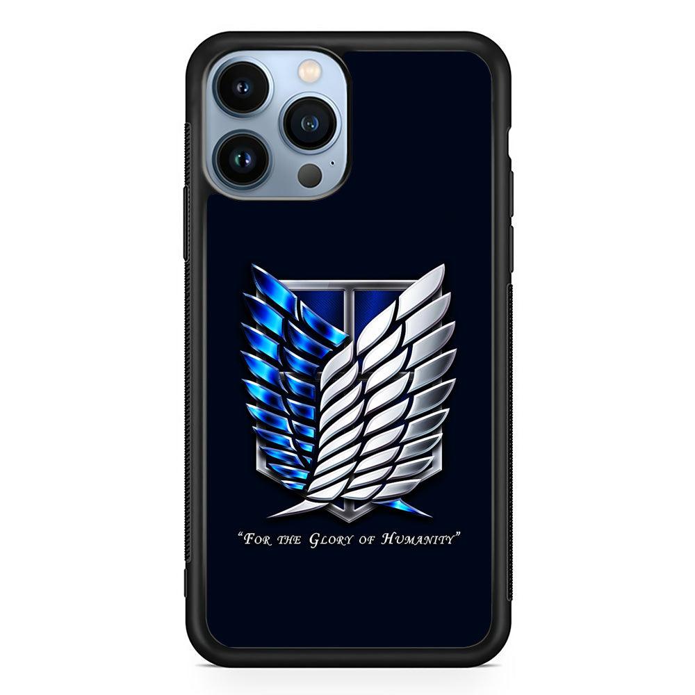 AOT The Survey Corps Blue iPhone 13 Pro Max Case-Rubber / Black (2D Case)-Xtracase
