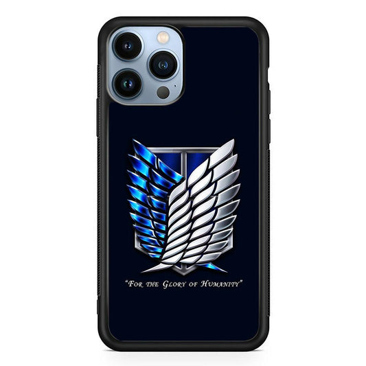 AOT The Survey Corps Blue iPhone 13 Pro Max Case-Rubber / Black (2D Case)-Xtracase