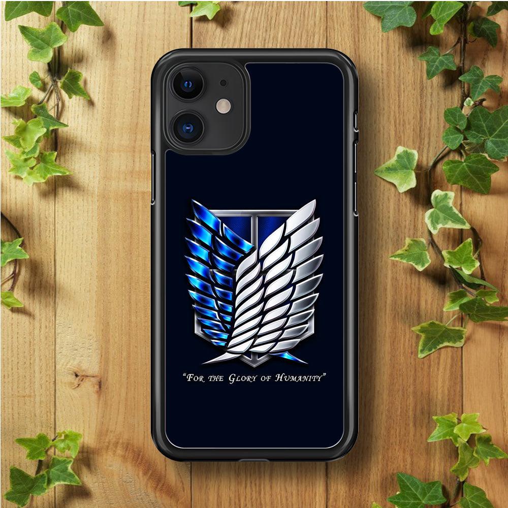 AOT The Survey Corps Blue iPhone 11 Case-Rubber / Black (2D Case)-Xtracase