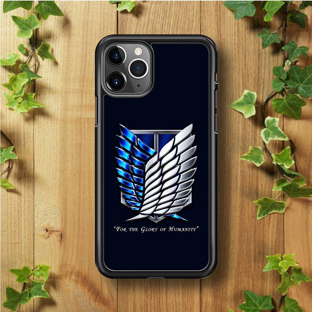 AOT The Survey Corps Blue iPhone 11 Pro Max Case-Rubber / Black (2D Case)-Xtracase