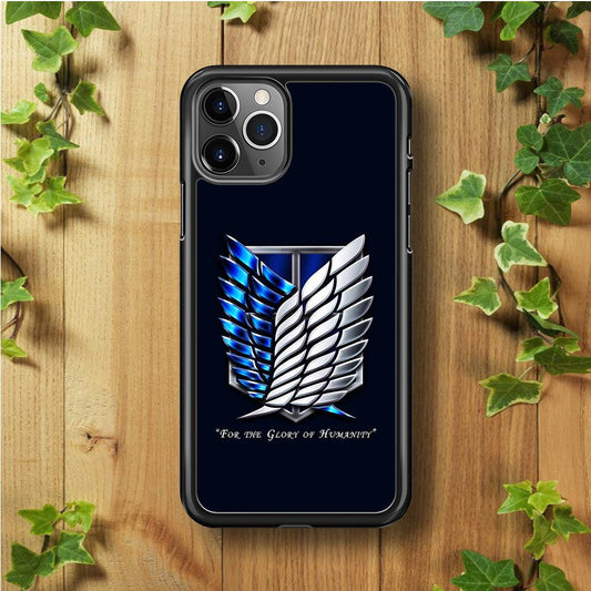 AOT The Survey Corps Blue iPhone 11 Pro Max Case-Rubber / Black (2D Case)-Xtracase