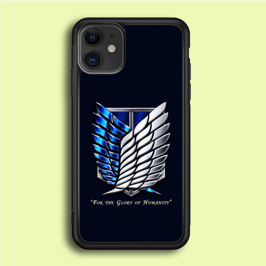 AOT The Survey Corps Blue iPhone 12 Mini Case-Rubber / Black (2D Case)-Xtracase