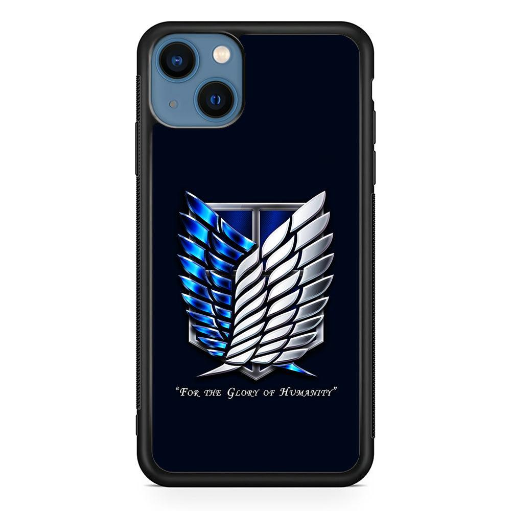 AOT The Survey Corps Blue iPhone 13 Mini Case-Rubber / Black (2D Case)-Xtracase