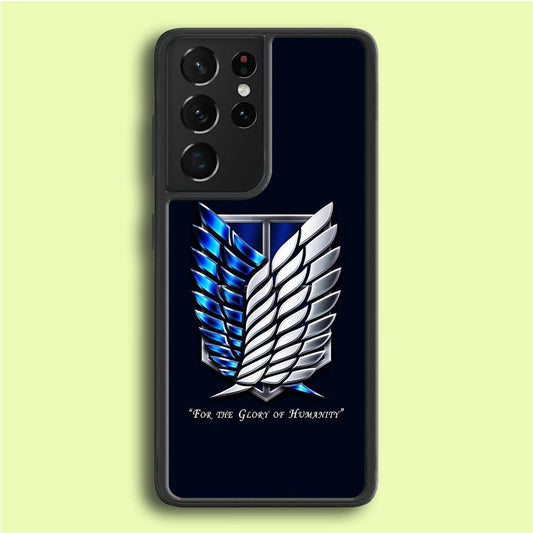 AOT The Survey Corps Blue Samsung Galaxy S21 Ultra Case-Rubber / Black (2D Case)-Xtracase