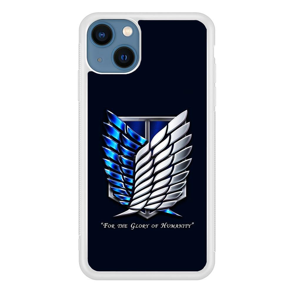 AOT The Survey Corps Blue iPhone 13 Mini Case-Rubber / White (2D Case)-Xtracase