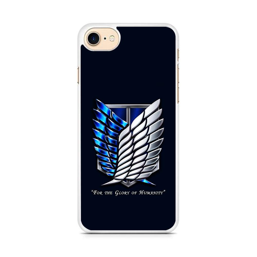 AOT The Survey Corps Blue iPhone 8 Case-Rubber / White (2D Case)-Xtracase