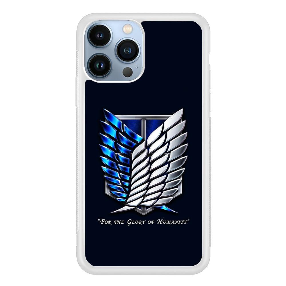 AOT The Survey Corps Blue iPhone 13 Pro Max Case-Rubber / White (2D Case)-Xtracase