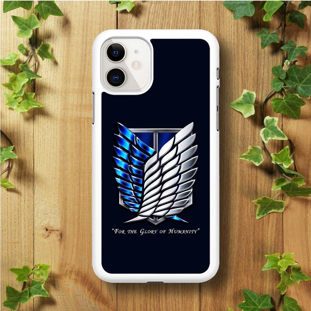 AOT The Survey Corps Blue iPhone 11 Case-Rubber / White (2D Case)-Xtracase