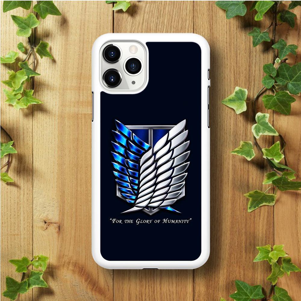 AOT The Survey Corps Blue iPhone 11 Pro Case-Rubber / White (2D Case)-Xtracase