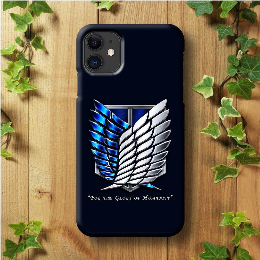 AOT The Survey Corps Blue iPhone 11 Case-Plastic / Full Wrap (3D Case)-Xtracase