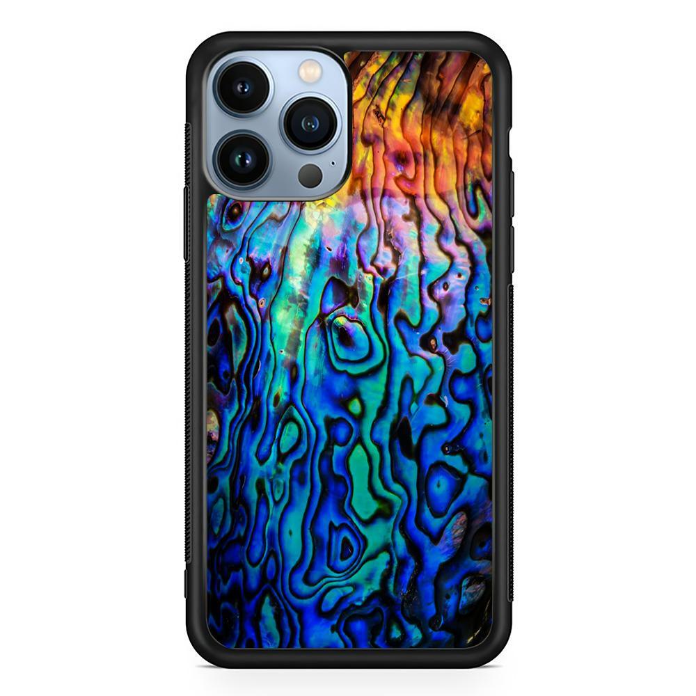 Abalone Shell Colorful iPhone 13 Pro Max Case-Rubber / Black (2D Case)-Xtracase