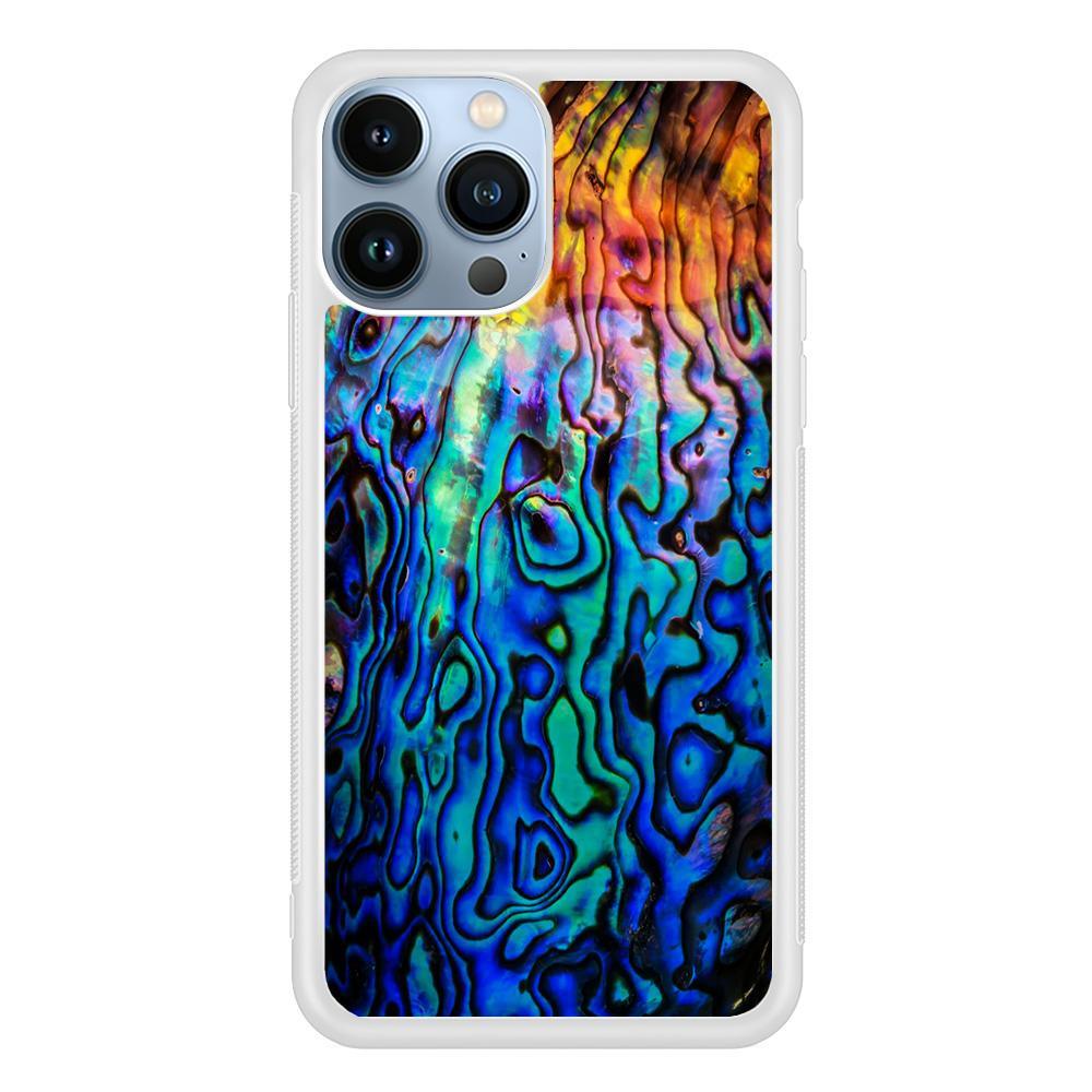 Abalone Shell Colorful iPhone 13 Pro Max Case-Rubber / White (2D Case)-Xtracase