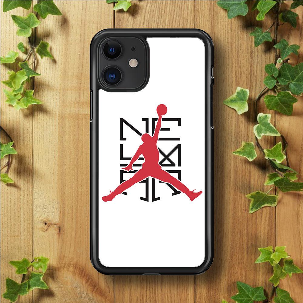 Air Jordan Logo Neymar White iPhone 11 Case-Rubber / Black (2D Case)-Xtracase