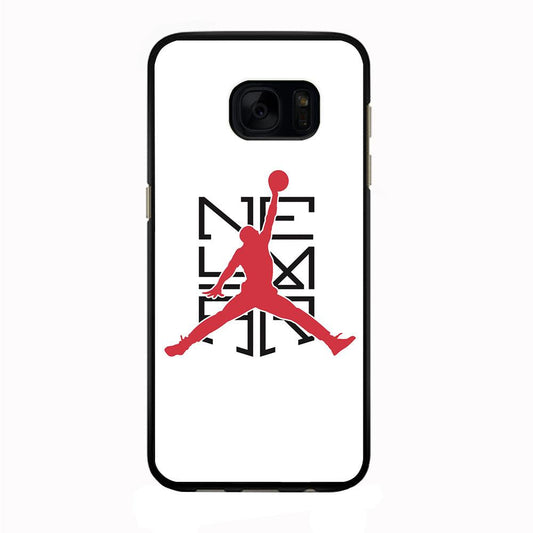 Air Jordan Logo Neymar White Samsung Galaxy S7 Edge Case-Rubber / Black (2D Case)-Xtracase