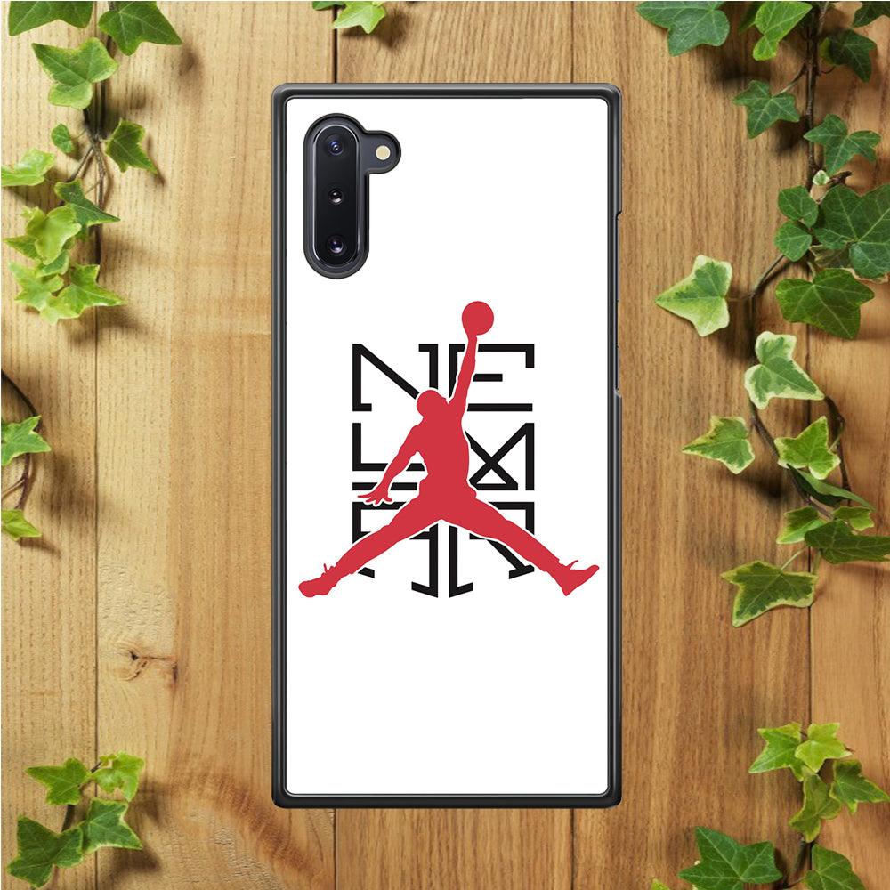 Air Jordan Logo Neymar White Samsung Galaxy Note 10 Case-Rubber / Black (2D Case)-Xtracase