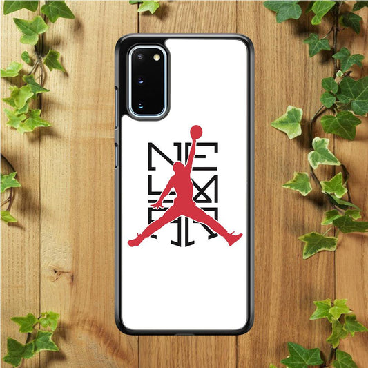 Air Jordan Logo Neymar White Samsung Galaxy S20 Case-Rubber / Black (2D Case)-Xtracase