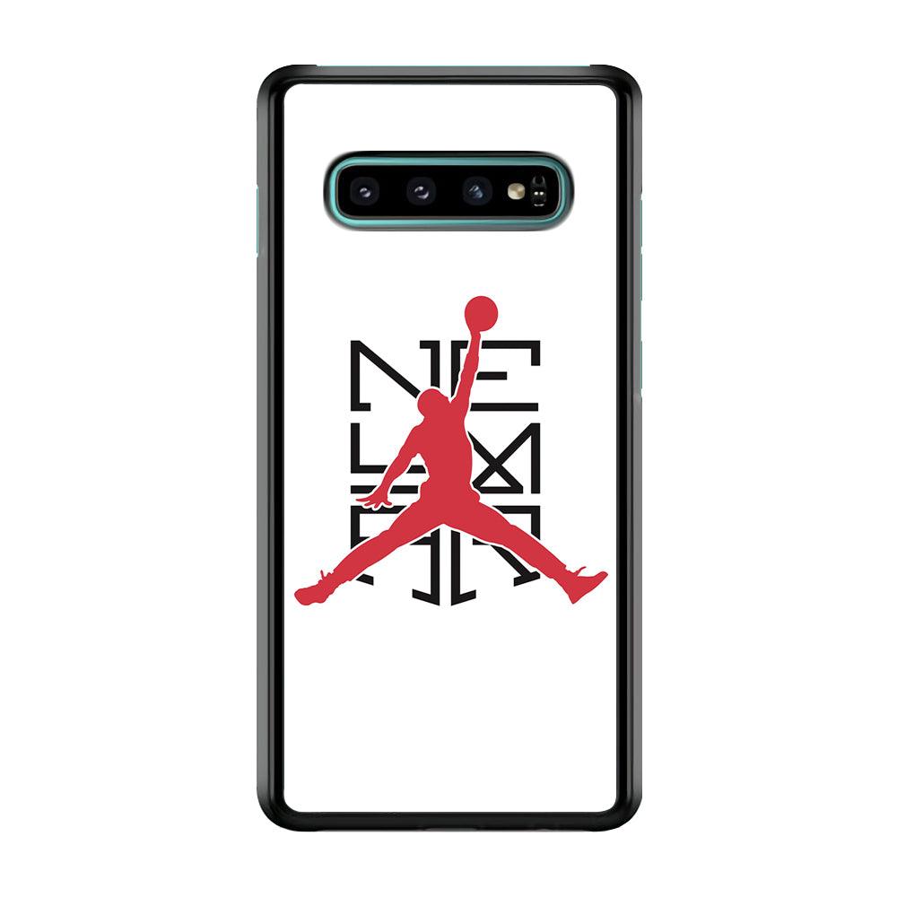 Air Jordan Logo Neymar White Samsung Galaxy S10 Case-Rubber / Black (2D Case)-Xtracase