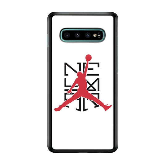 Air Jordan Logo Neymar White Samsung Galaxy S10 Case-Rubber / Black (2D Case)-Xtracase