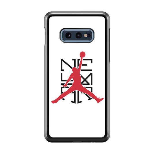 Air Jordan Logo Neymar White Samsung Galaxy S10E Case-Rubber / Black (2D Case)-Xtracase