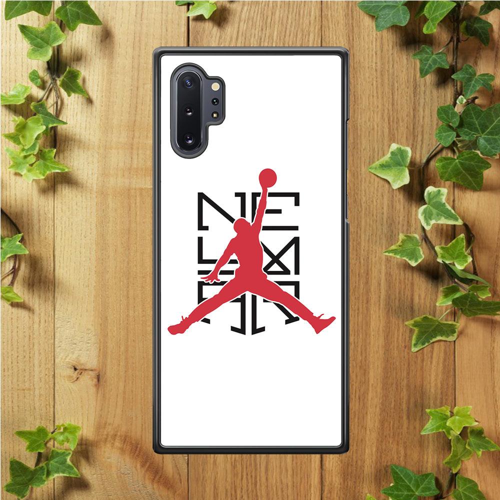 Air Jordan Logo Neymar White Samsung Galaxy Note 10 Plus Case-Rubber / Black (2D Case)-Xtracase