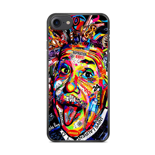 Albert Einstein Art iPhone 8 Case-Rubber / Black (2D Case)-Xtracase