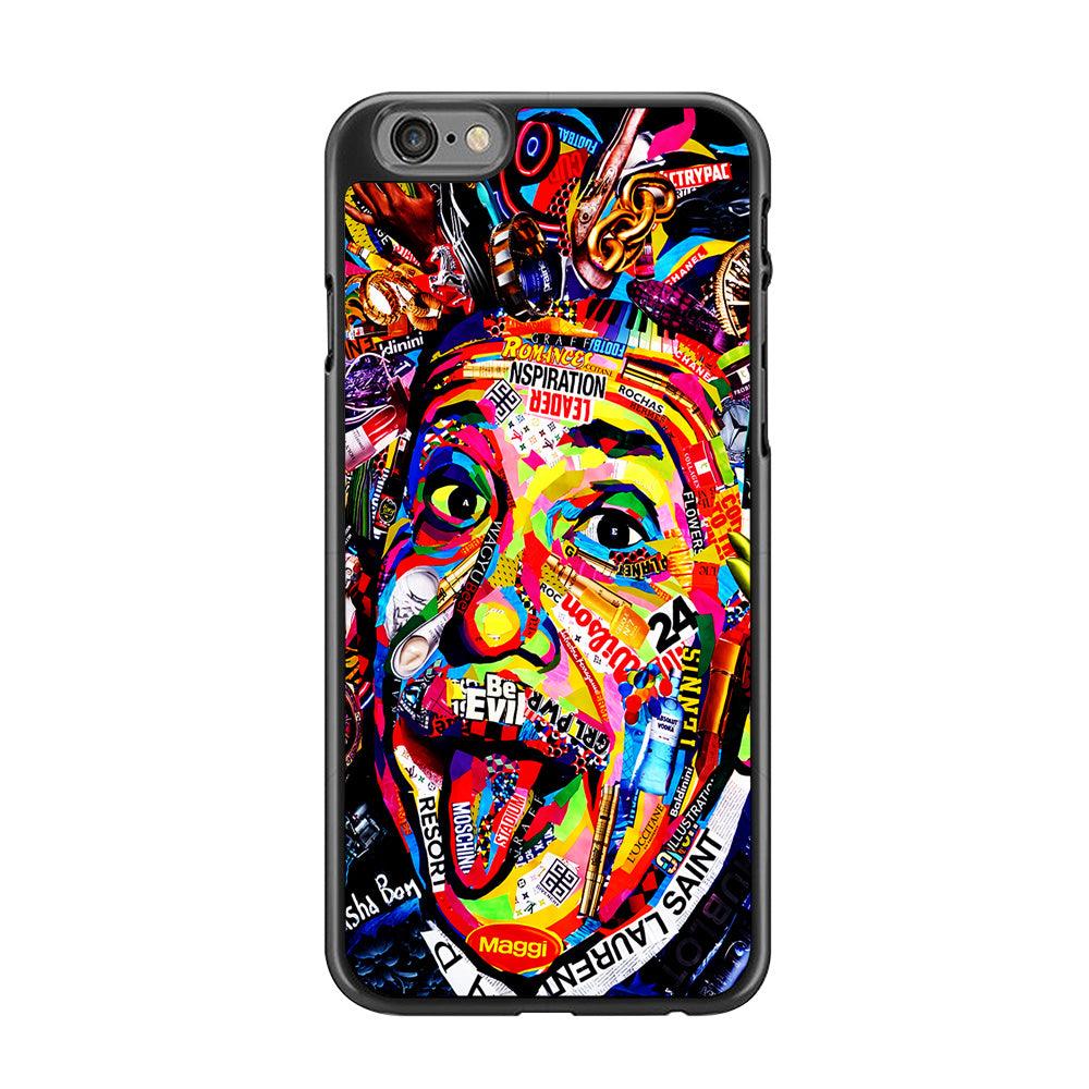 Albert Einstein Art iPhone 6 | 6s Case-Rubber / Black (2D Case)-Xtracase
